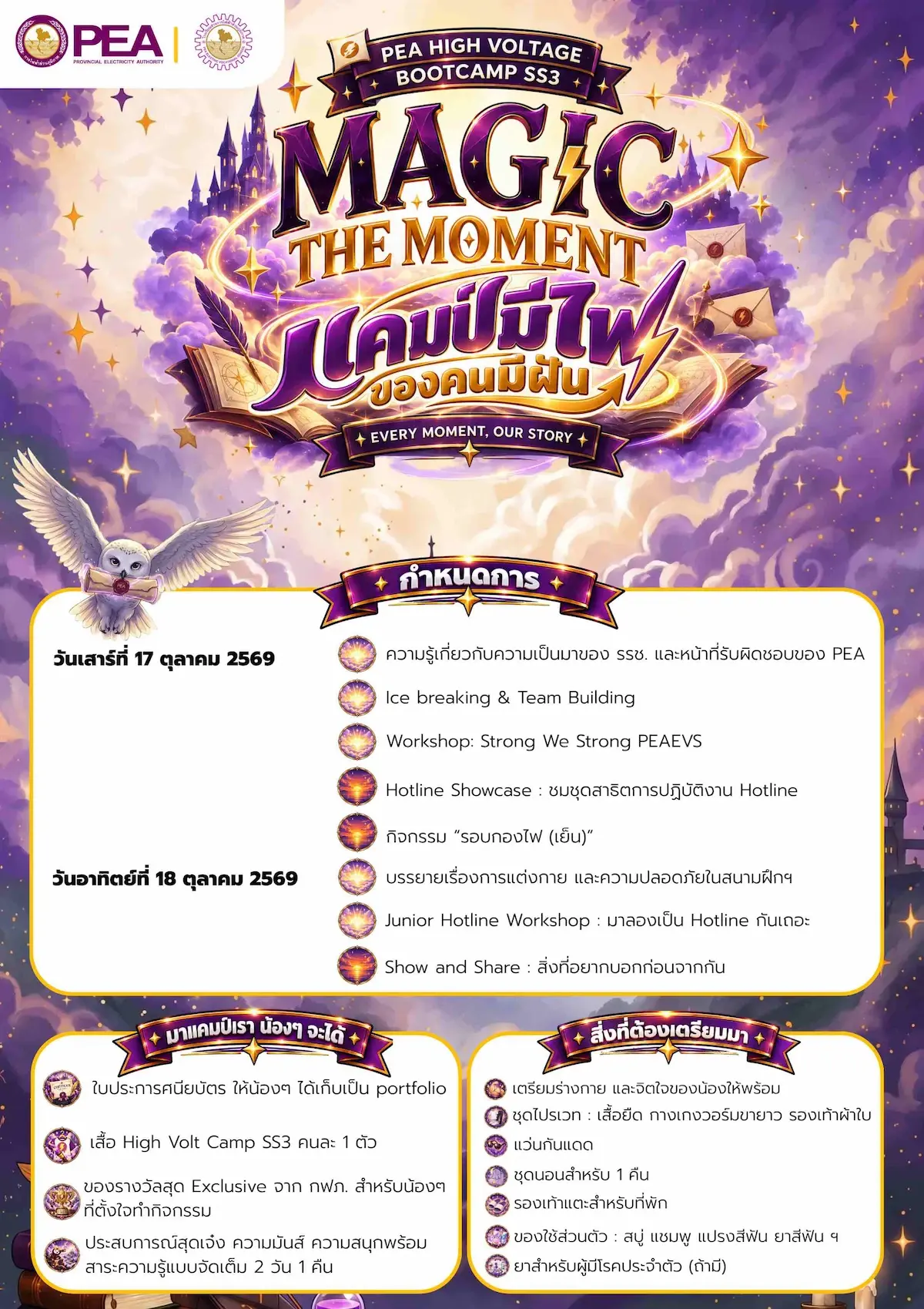โปสเตอร์กำหนดการ สิ่งที่จะได้รับ และสิ่งที่ต้องเตรียม